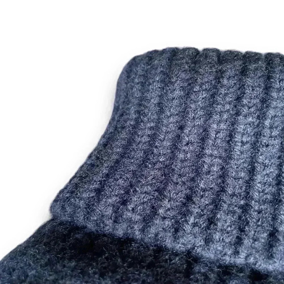 black chunky knit pullover poncho studded fringe sweater turtleneck tassels osfa - Picture 4 of 8